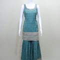Teal Green Embroidered Sharara Suit Set with Dupatta Party Wear