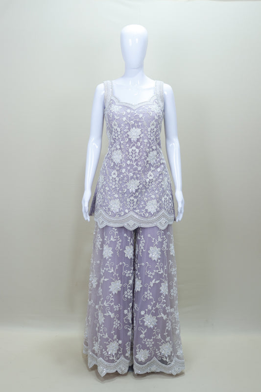 Lavender Sharara Suit with Dupatta Designer Party Wear