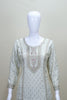 White Straight Suit with Pink Bandhej Dupatta  Party Wear
