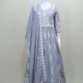 Grey Anarkali Gown with Dupatta Designer Party Wear Ethnic Dress