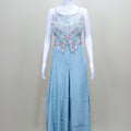 Designer Sky Blue Embroidered Gown Sleeveless Party Wear