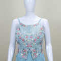 Designer Sky Blue Embroidered Gown Sleeveless Party Wear
