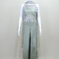 Designer Olive Green Party Wear Gown Sleeveless Floor Length Ethnic Dress