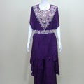 Purple Kaftan Dress Ethnic Party Wear Maxi Gown with Beaded Belt