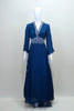 Navy Blue Maxi Dress Ethnic Long Gown with V-Neck Flared Sleeves