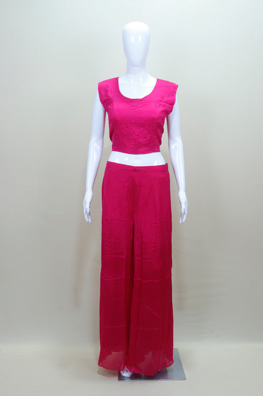 Pink Palazzo Set Ethnic Party Wear Kurta Jacket with Wide Leg Pants