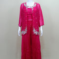 Pink Palazzo Set Ethnic Party Wear Kurta Jacket with Wide Leg Pants