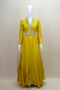 Designer Mustard Yellow Anarkali Gown with Waist & V-Neckline