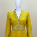 Designer Mustard Yellow Anarkali Gown with Waist & V-Neckline