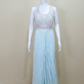 Designer Light Blue Saree Gown Detailing Party Wedding Wear