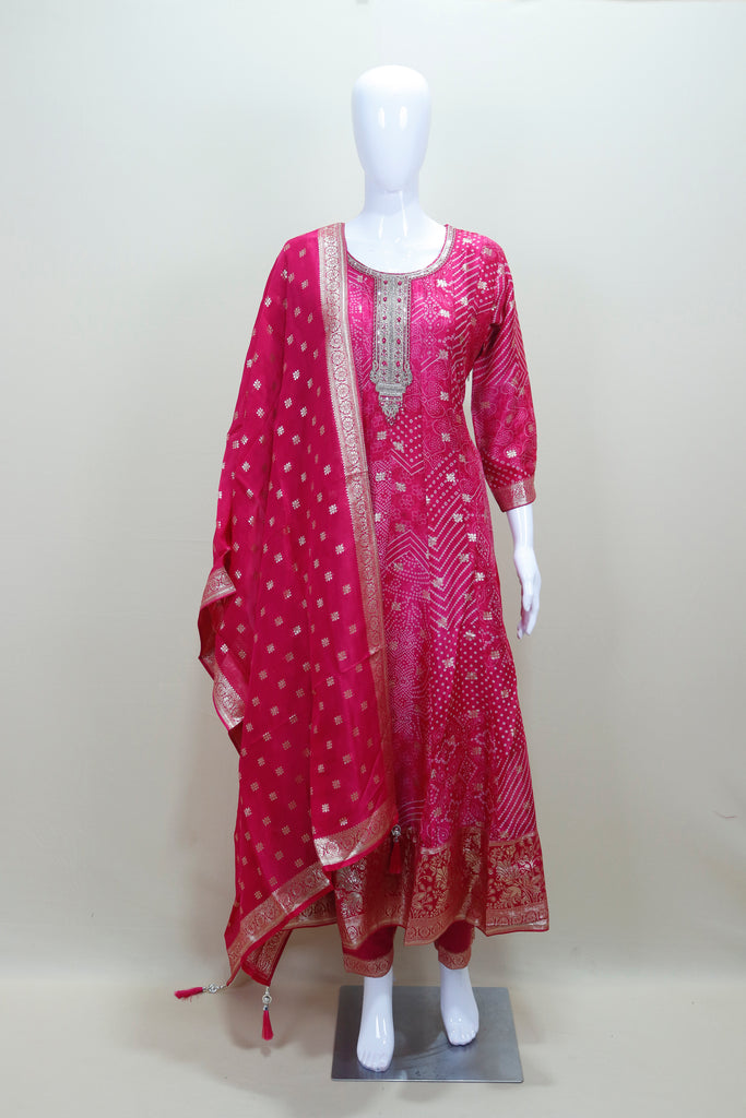 Magenta Anarkali Suit with Dupatta Traditional Indian Ethnic Wear
