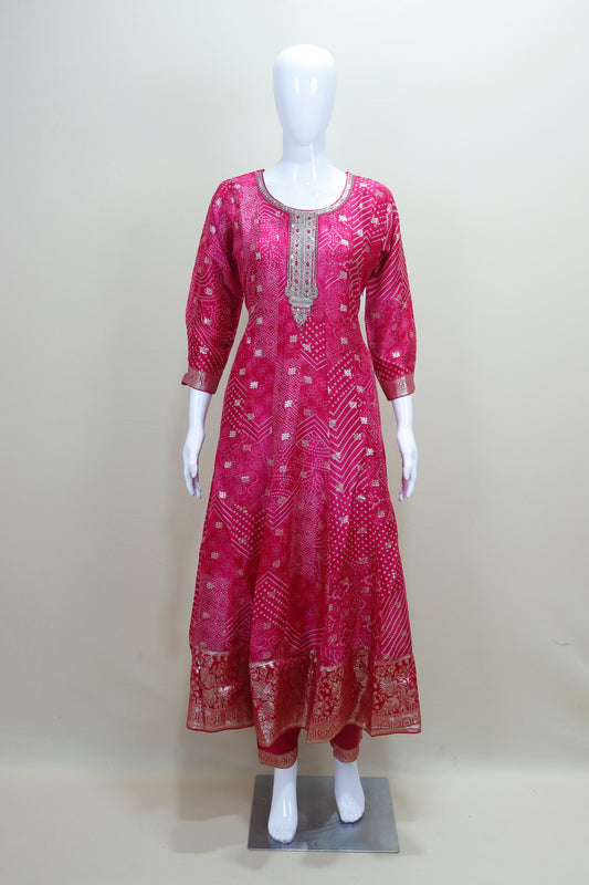 Magenta Anarkali Suit with Dupatta Traditional Indian Ethnic Wear