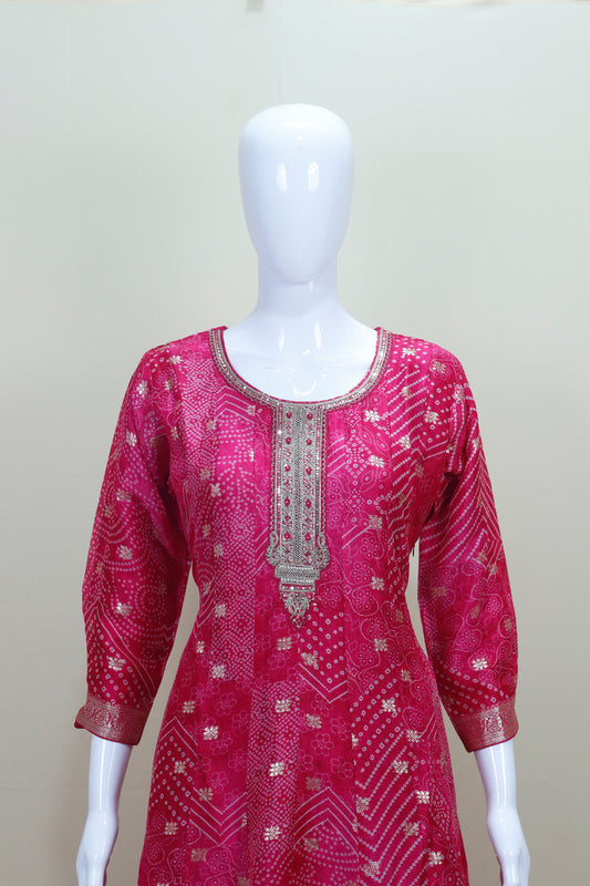 Magenta Anarkali Suit with Dupatta Traditional Indian Ethnic Wear