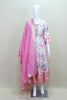Floral Print Anarkali Suit with Pink Banarasi Dupatta 