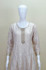 Elegant Beige Silk Anarkali Suit with Pink Banarasi Dupatta