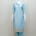 Sky Blue Embroidered Silk Salwar Suit with Dupatta