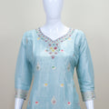 Sky Blue Embroidered Silk Salwar Suit with Dupatta