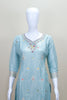 Sky Blue Embroidered Silk Salwar Suit with Dupatta