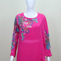 Fuchsia Pink Embroidered Long Kurti Designer Party Wear