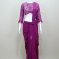 Designer Magenta Saree with Stylish Blouse Party Wear