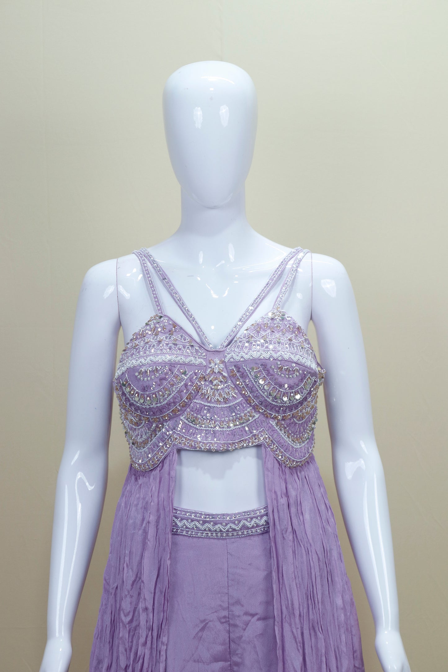 Stylish Lavender Crop Top with Palazzo Set Designer Indo Western Outfit