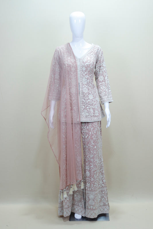 Dusty Pink Palazzo Suit with Dupatta Designer Party 