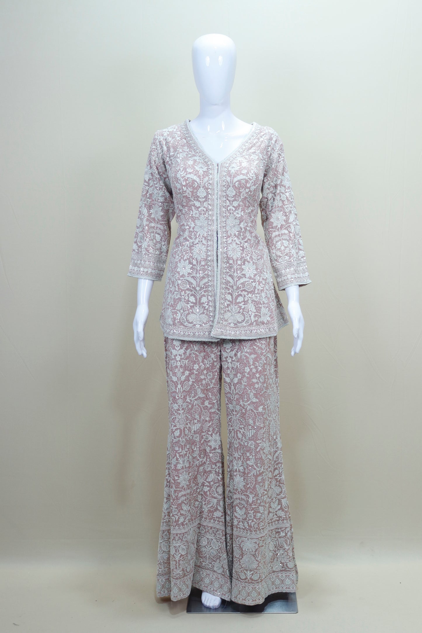 Dusty Pink Palazzo Suit with Dupatta Designer Party