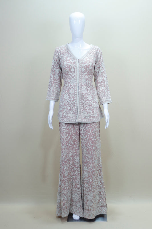 Dusty Pink Palazzo Suit with Dupatta Designer Party