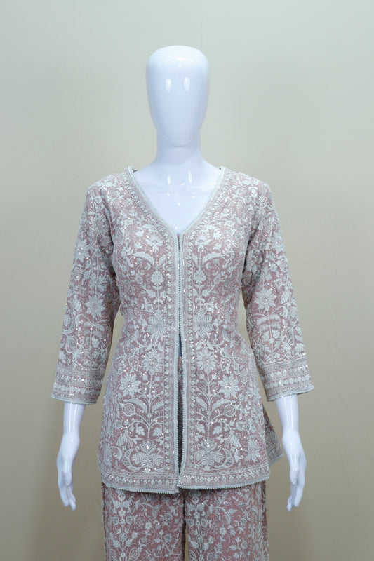 Dusty Pink Palazzo Suit with Dupatta Designer Party
