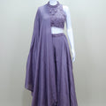 Designer Lavender Crop Top Palazzo Set Dupatta Indo Western Outfit