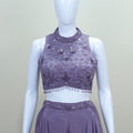 Designer Lavender Crop Top Palazzo Set Dupatta Indo Western Outfit