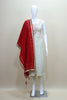 Elegant White Silk Kurta Set with Red Bandhani Dupatta 