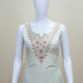 Elegant White Silk Kurta Set with Red Bandhani Dupatta
