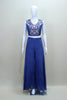 Navy Blue Three Piece Crop Top Palazzo Long Jacket Party Wear