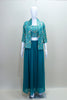Teal Green Three Piece Crop Top Long Skirt Jacket Party Wear