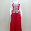 Designer Red Crop Top with Palazzo Pants Set Party Wear