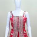 Designer Red Crop Top with Palazzo Pants Set Party Wear