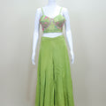 Green Crop Top Palazzo Set with Cape Jacket Designer Party Wear