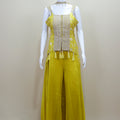 Designer Yellow Crop Top with Palazzo Pants Tassel Detailing
