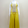 Designer Yellow Crop Top with Palazzo Pants Tassel Detailing