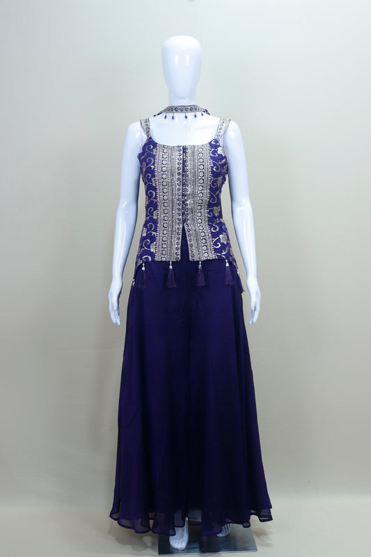 Designer Purple Gown with Dupatta Traditional Indian Outfit