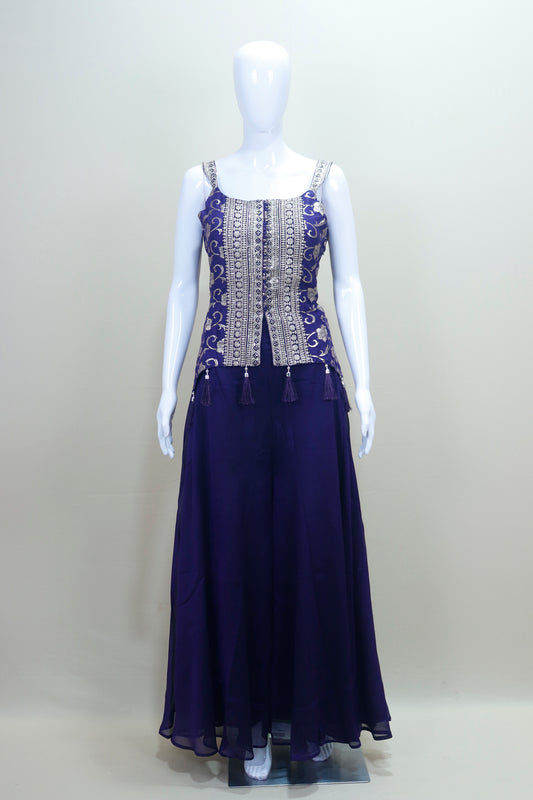 Designer Purple Gown with Dupatta Traditional Indian Outfit