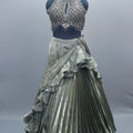 Designer Grey Lehenga Choli with Pleated Skirt Party Wear Outfit