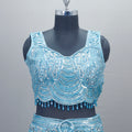 Designer Sky Blue Embroidered Lehenga Choli with Dupatta