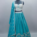 Teal Blue Lehenga Choli with Dupatta Designer Indian Wedding Outfit