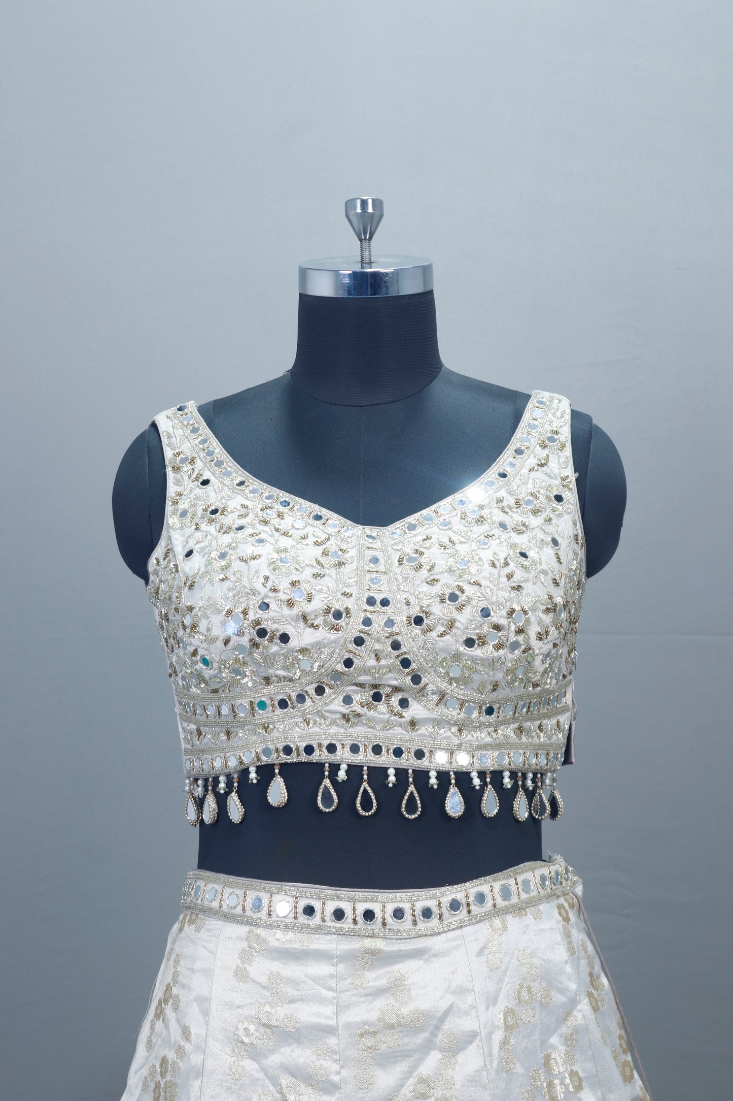 Ivory White Lehenga Choli with Dupatta  Elegant Designer