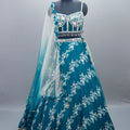 Teal Blue Lehenga Choli with Ombre Dupatta Designer Party Wear