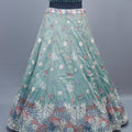 Cyan Green Net Lehenga Choli with Dupatta Party Wear Lehenga