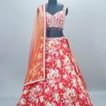 Red Lehenga Choli Blouse Net Dupatta Designer Party Wear