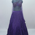 Purple Designer Lehenga Choli with One Shoulder Blouse Dupatta 